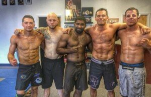Malof (left) with MMA fighters Taylor Ruscin, Chris Curtis, Rich Franklin, and Isaac Steele